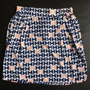 Peach and Navy Blue Bowtie Pattern Skirt